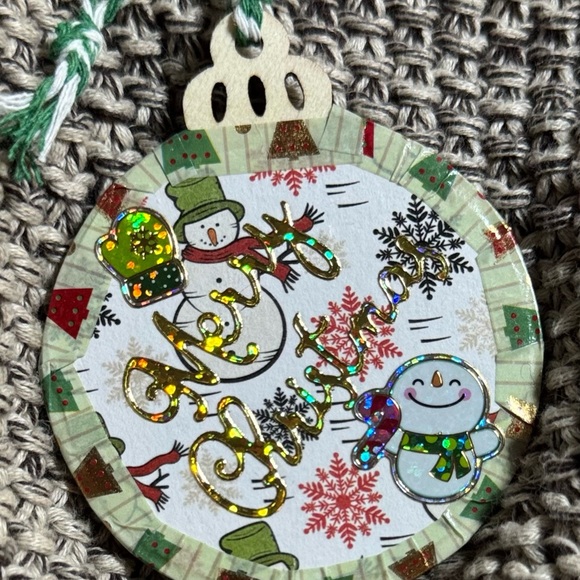 New Handmade 3”x3” wooden “Merry Christmas” hanging tree ornament $11 - Picture 6 of 8